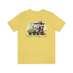 ゴルフカートレディTシャツ/ユニセックスジャージ半袖Tシャツ/サンシティアリゾナTシャツ