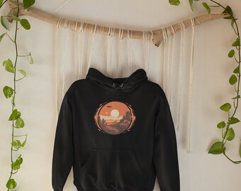 Abstract Desert Hoodie with a Nostalgic Touch/Unisex Heavy Blend Hooded Sweatshirt/60s Vibe Desert Hoodie