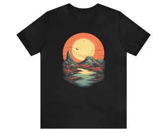 Moonrise Desert Shirt/Unisex Jersey Short Sleeve Tee/Lunar Desert Landscape Tee/Moon Over Desert T-Shirt/