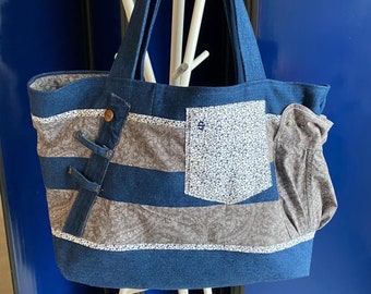 Custom Made, XXL Bag, Memory bag made from Your Loved Ones Shirt, Denim or Clothing, tote bag, Memorial, Sympathy Gift, Special Event