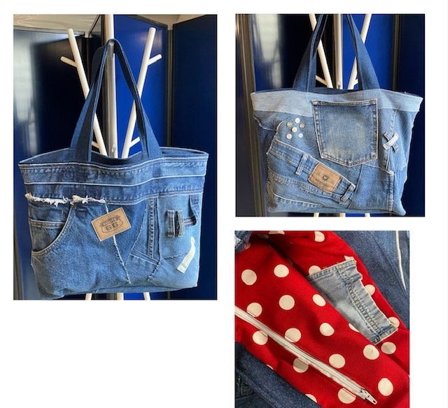 XXL Bag-reclaimed From a Variety of Denim Jeans including Denim Wrangler, Levis, Route 66 Label, Cotton Lining, 4 Pockets and 7 Belt Loops - Etsy XXL Bag-reclaimed From a Variety of Denim Jeans including Denim Wrangler, Levis, Route 66 Label, Cotton Lining, 4 Pockets and 7 Belt Loops - Etsy