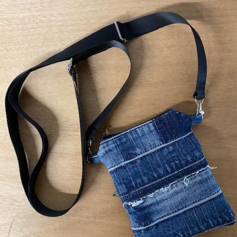 Embossed Denim Crossbody Bag