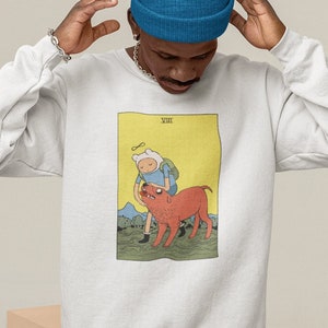 Adventure Time Artwork Crewneck Sweatshirt, Adventure Time Unisex Sweater, Adventure Time Cartoon Sweat Tarot Card Sweatshirt, Finn and Jake