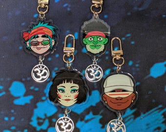 Gorillaz klarer Acryl Anhänger - DER BERG - 2D, Murdoc, Noodle, Russel