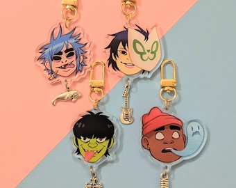 Gorillaz Clear Acrylic Charm - 2D, Murdoc, Noodle, Russel