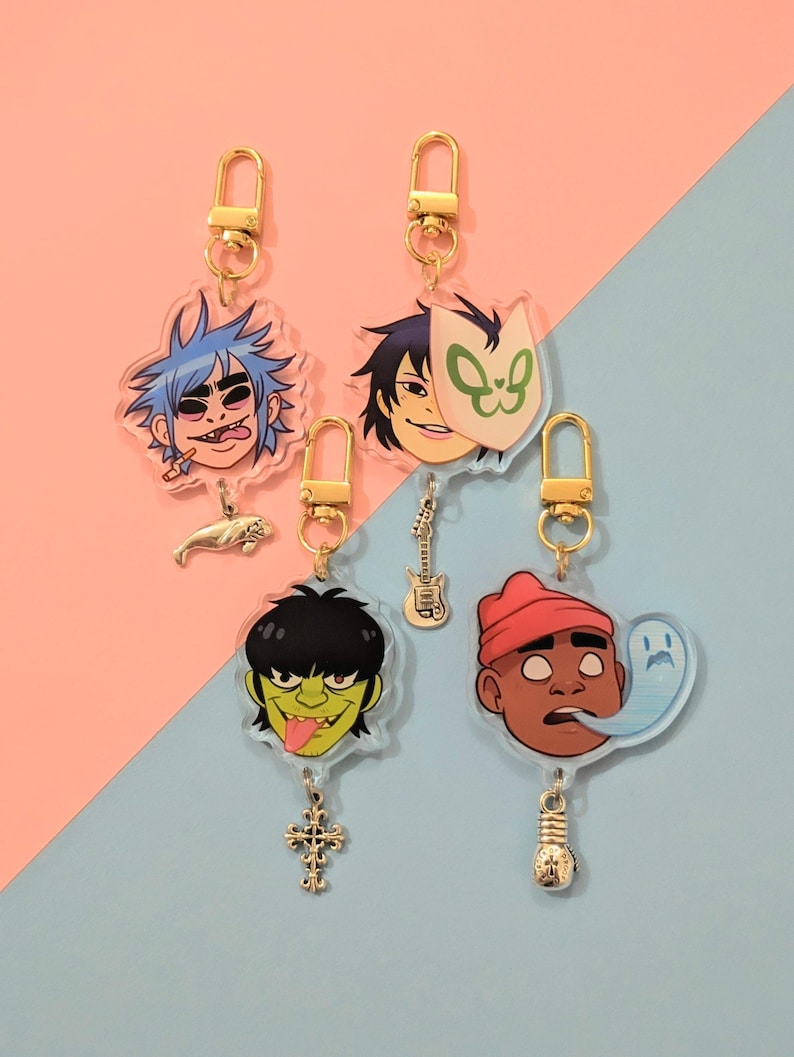 Gorillaz klarer Acryl Anhänger - 2D, Murdoc, Noodle, Russel Bild 1
