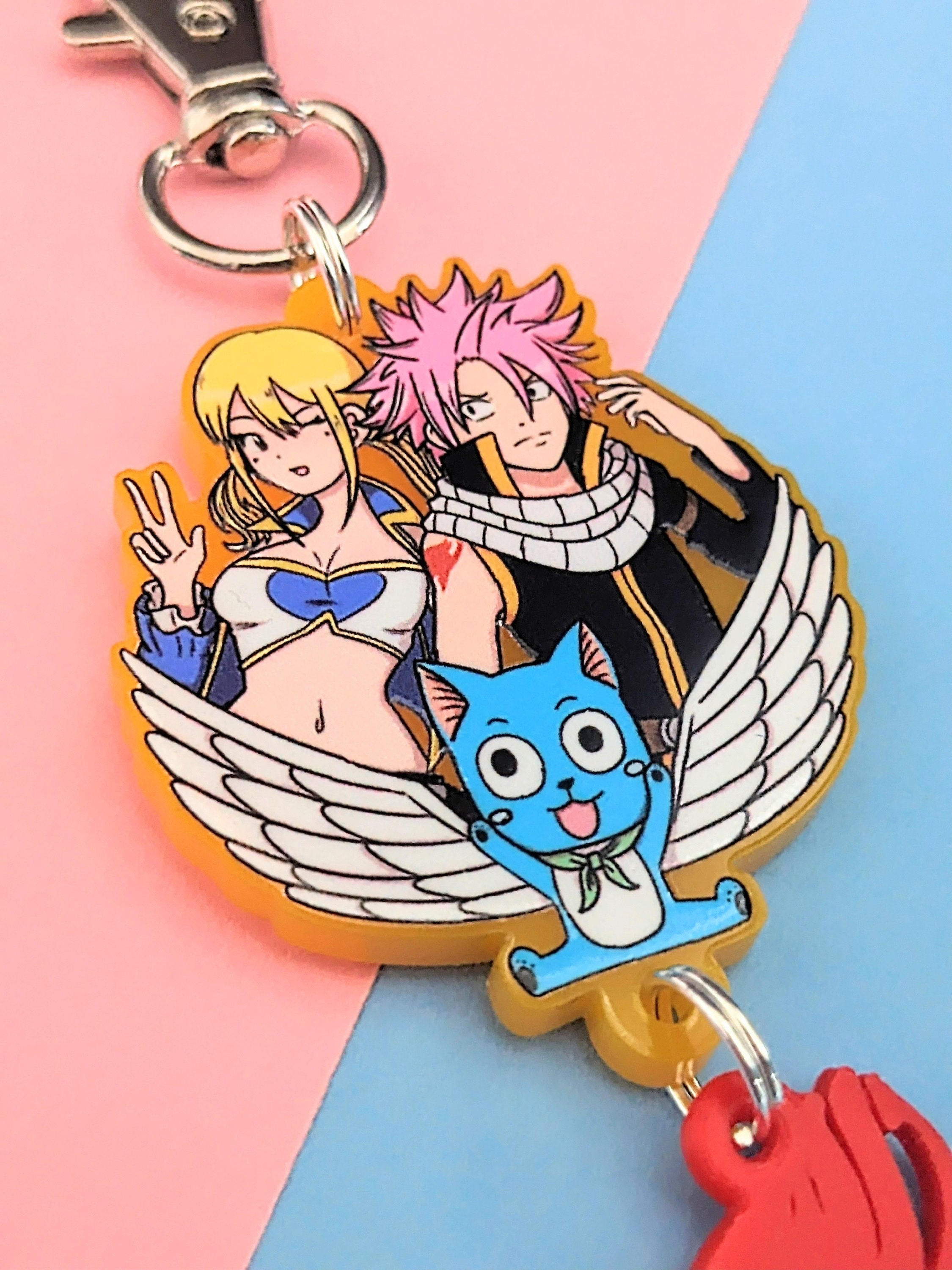 Fairy Tail Anime Keychain Chibi Art - Natsu Lucy Gray Erza Gajeel