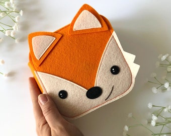 Montessori book for baby 6 months, Sensory book cute fox, Mini quiet book for baby 9 months, Baby's first book