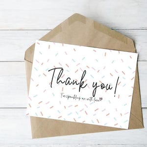 Thank You Card, Baby Sprinkle, Baby Shower, Sprinkle Themed