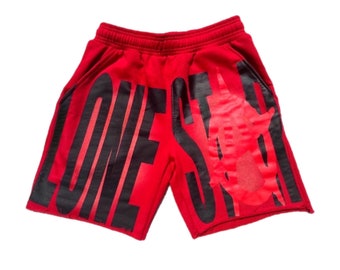 Y2K Red Wash Shorts, Vintage Style Hip Hop Shorts, Trending Streetwear Shorts, Gothic Shorts