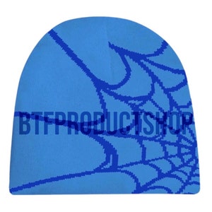 Spider Web Blue Beanie| Blue