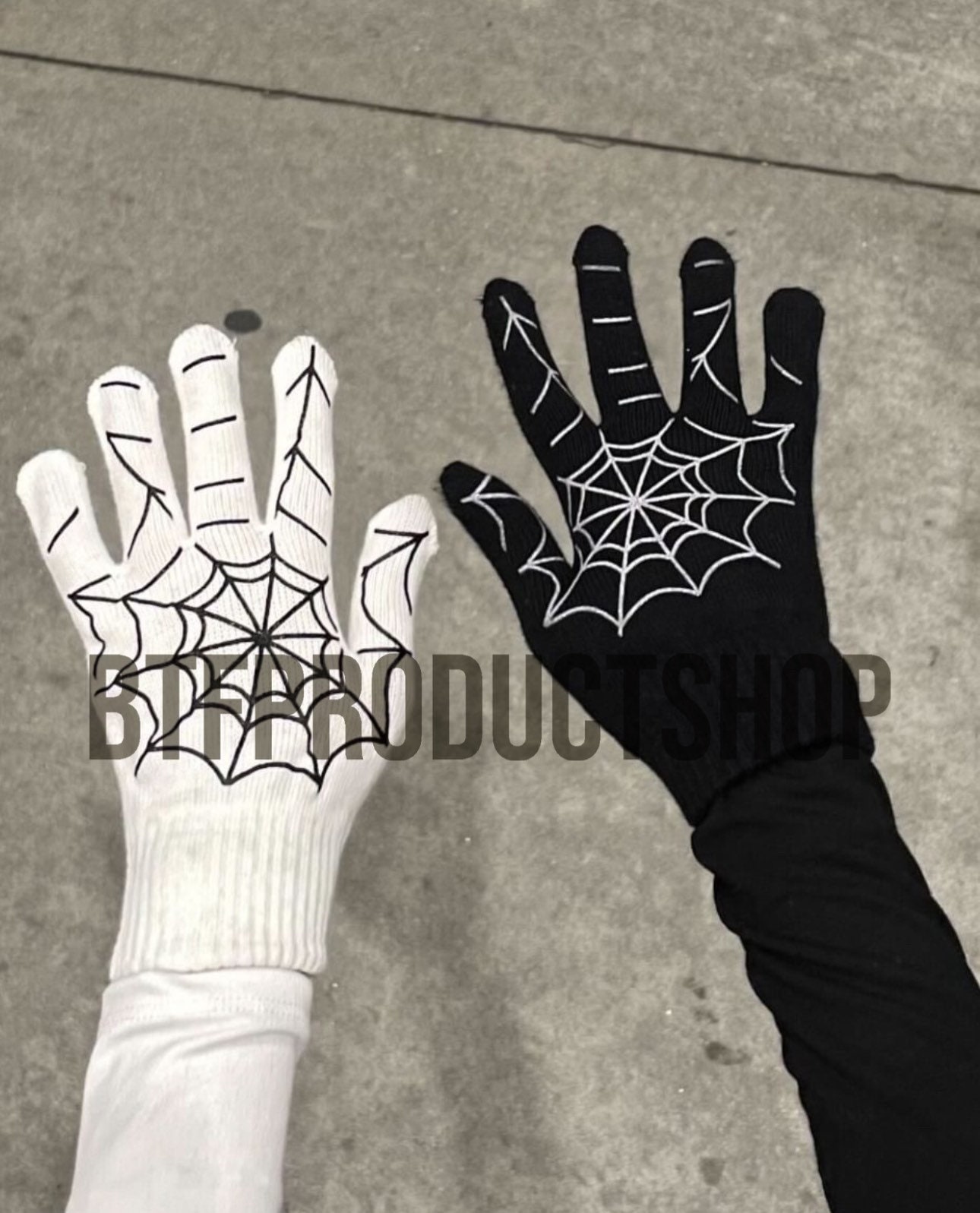 Spider Web White Gloves | White Gloves | Web Gloves | Y2K White