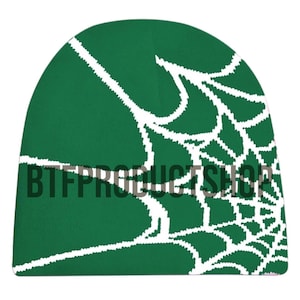 Spider Web Green Beanie| Green