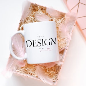Stylish White Mug MockUp Coffee Cup Mock up Mock Up Gift Box Coffee Cup Mockup Sublimation JPG Digital Download
