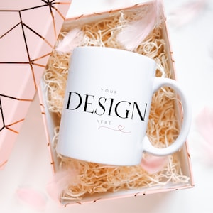 Stylish White Mug MockUp Coffee Cup Mock up Mock Up Gift Box Coffee Cup Mockup Sublimation JPG Digital Download