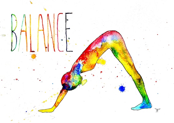 Watercolor picture to print yourself, directly from the artist, yoga, wall decoration, fine art print