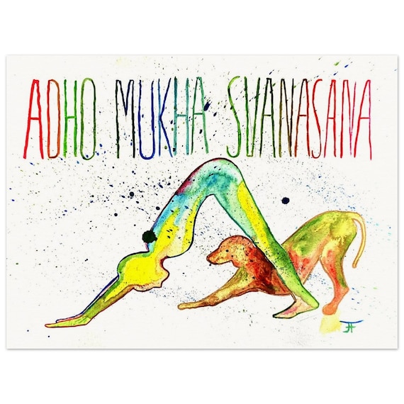 hand-painted watercolor painting directly from the artist, yoga, animal pose dog, fine art print - poster made of matte paper in museum quality