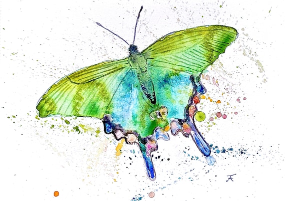 Original watercolor, digital print, art print, handmade, digital download, butterfly, insect, wall decoration, design, insect, art