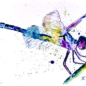 Original watercolor, digital print, art print, handmade, digital download, dragonfly, insect, nature, wall decoration, design, insect, art