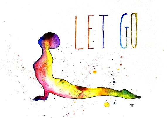 Watercolor picture to print yourself, directly from the artist, yoga, wall decoration, fine art print