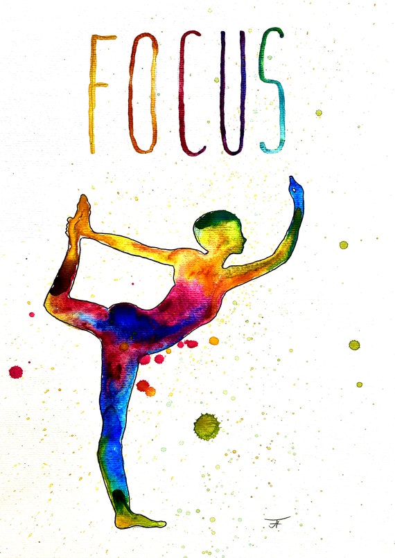 Watercolor picture to print yourself, directly from the artist, yoga, wall decoration, fine art print