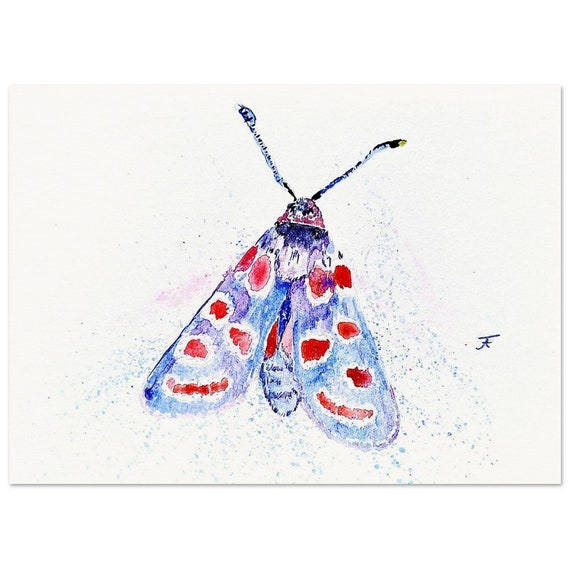 hand-painted watercolor, directly from the artist, art print, ram, butterfly, wall decoration, poster, card, gift