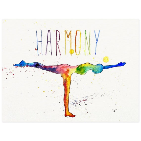 hand-painted watercolor painting directly from the artist, yoga, wall decoration, fine art print - poster made of matte paper in museum quality