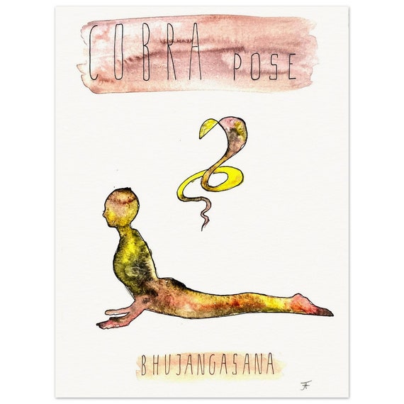 hand-painted watercolor painting directly from the artist, yoga, cobra pose, fine art print - poster made of matte paper in museum quality