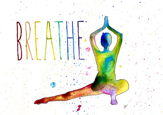 Watercolor picture to print yourself, directly from the artist, yoga, wall decoration, fine art print