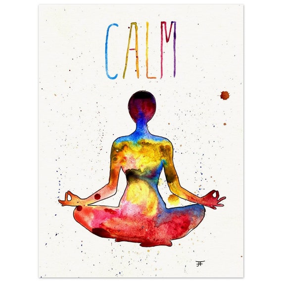 hand-painted watercolor painting directly from the artist, yoga, wall decoration, fine art print - poster made of matte paper in museum quality