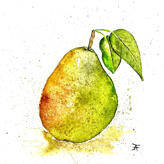 Original watercolor, pear, digital print, art print, handmade, autumn, nature, wall decoration, design, art