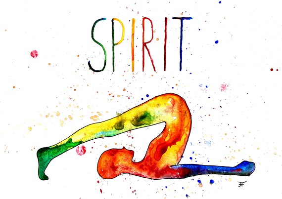 Watercolor picture to print yourself, directly from the artist, yoga, wall decoration, fine art print