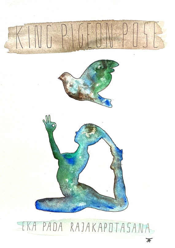 Watercolor painting to print yourself, directly from the artist, yoga, pigeon yoga pose, wall decoration, fine art print
