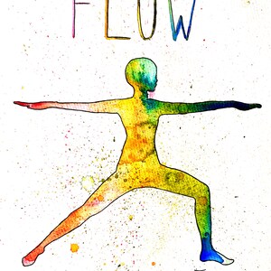 Watercolor picture to print yourself, directly from the artist, yoga, wall decoration, fine art print