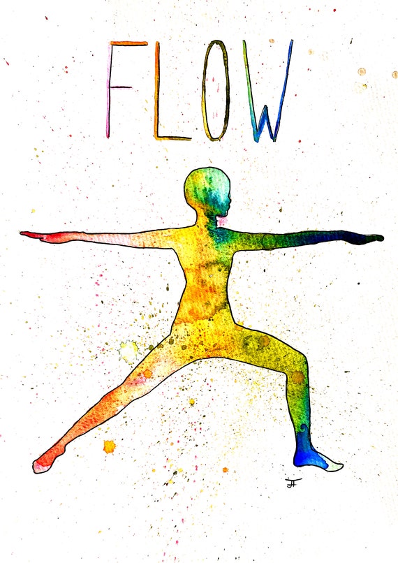 Watercolor picture to print yourself, directly from the artist, yoga, wall decoration, fine art print