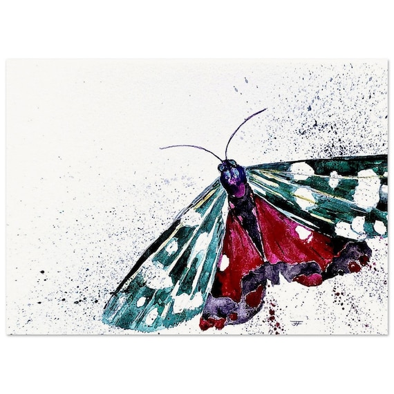 hand-painted watercolor, directly from the artist, art print, ram, butterfly, wall decoration, poster, card, gift
