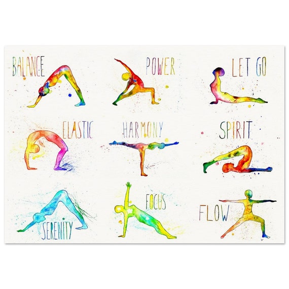 hand-painted watercolor painting directly from the artist, yoga, wall decoration, fine art print - poster made of matte paper in museum quality