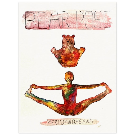 hand-painted watercolor painting directly from the artist, yoga, bear pose, fine art print - poster made of matte paper in museum quality