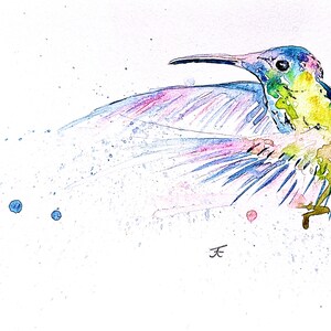 original watercolor, digital print, art print, handmade, digital download, hummingbird, nature, wall decoration, design, bird, little bird, art
