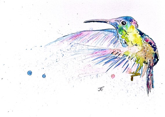 original watercolor, digital print, art print, handmade, digital download, hummingbird, nature, wall decoration, design, bird, little bird, art