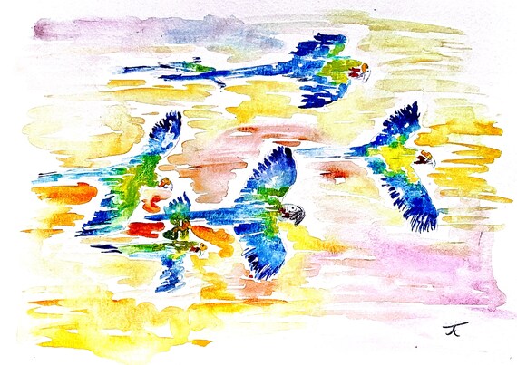 Watercolor Painting Print Yourself Direct From The Artist Parrot Birds Nature Colorful Wall Decor Art Print