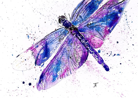 original watercolor, dragonfly, digital print, art print, handmade, digital download, insect, nature, wall decoration, design, , art