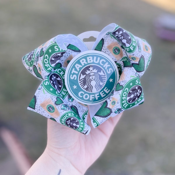 Coffee Lovers Bow | Starbucks Hair Bow | Starbies Hair Bow | Fast Food Bow | Boutique Bow