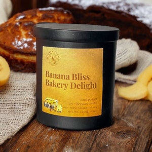 Nostalgic Banana Nut Bread Soy Wood Wick Eco-Friendly Non-Toxic Hand-Poured Scented Candles Handmade Gifts for Her, Him sweet vanilla clove