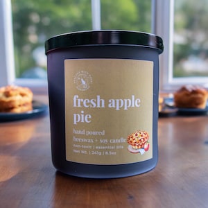 Fresh Apple Pie | Coconut Soy Blend | Wood Wick Non-Toxic Candle Hand-Poured Sweet Scented Candles Handmade Gifts for Her, Him, Fall Winter