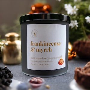Resin Frankincense Myrrh | Soy Coconut Blend | Eco-Friendly Non-Toxic Hand-Poured Scented Candles Handmade Gift For Her Him