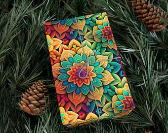 Papier cadeau mandala aux couleurs vives, papier cadeau respectueux de l'environnement, design géométrique luxueux