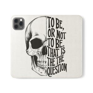 Flip-telefoonhoes van Shakespeare-schedel van imitatieleer - Hamlet Quote Folio Cover met kaartsleuven