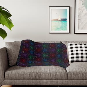 Gothmas Sherpa Blanket | Gothic Floral Quilling-Look Throw, Halloween to Christmas Cozy Decor Gift image 16