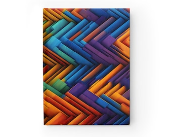 Colorful 3D Geometric Hardcover Journal - 128 Ruled Pages, Portable 5x7 Notebook